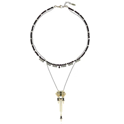 Collier double perles et chaîne avec pendentif ELSY HIPANEMA