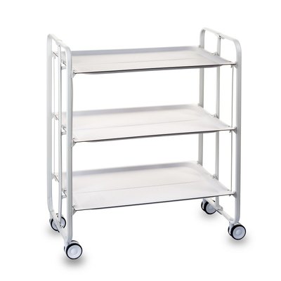 Table roulante pliante BAUHAUS, chariot de service 3 niveaux. Blanc DON HIERRO
