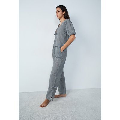 Pantalon de pyjama en coton coupe droite à carreaux détails nœuds POUPI ETAM