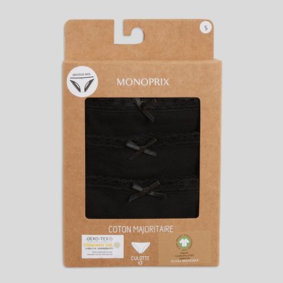 Lot de 3 culottes EVA en coton BIO, certifié OEKO-TEX MONOPRIX
