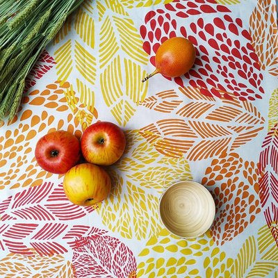 Nappe enduite ronde ou ovale Feuilles FLEUR DE SOLEIL