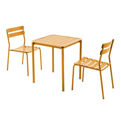 Table de jardin carrée 70cm et 2 chaises en aluminium, ALMADA OVIALA