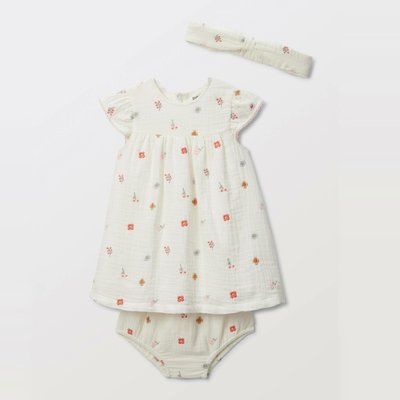 Robe brodée à manches volantées en coton BIO GOTS BOUT'CHOU