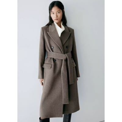 Manteau laine ceinture MANGO