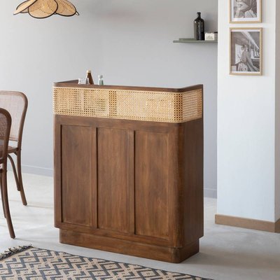 Bar en bois de manguier et cannage  EMIEL MADE IN MEUBLES 