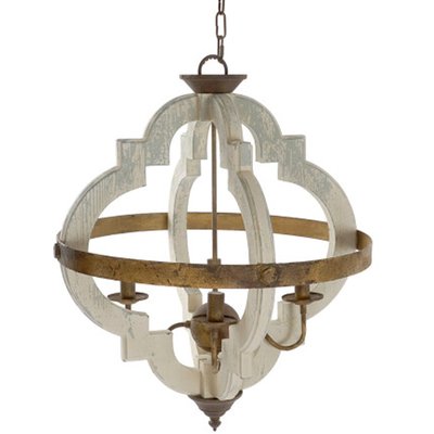 Suspension classique en bois blanc et métal 63x63x74cm WADIGA