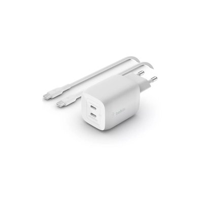Chargeur secteur USB C x2 65W GaN PPS + Cable USB-C 2m BELKIN