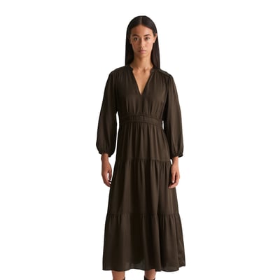 Robe à volants décontractée en satin de viscose fluide MARC O'POLO