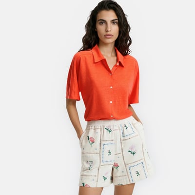 T-shirt en lin col polo, manches courtes LA REDOUTE COLLECTIONS