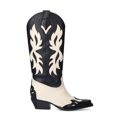 Santiags en cuir avec surpiqûres décoratives SACHA