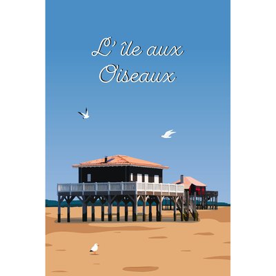 Tableau Mural Illustration Île Aux Oiseaux MER CEANOTHE