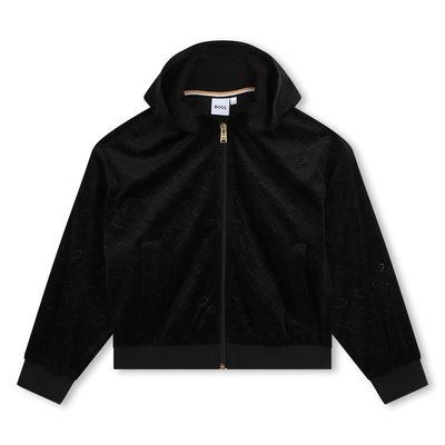 Cardigan à capuche en velours BOSS KIDSWEAR
