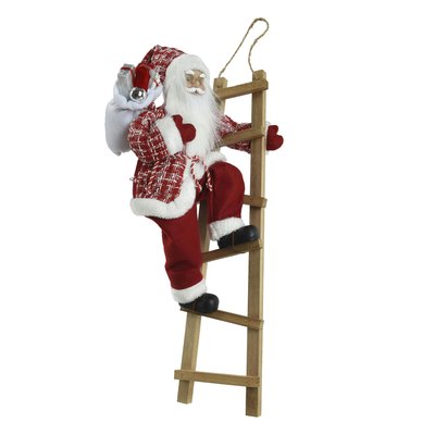 Père Noël sur échelle H65 cm PIER IMPORT