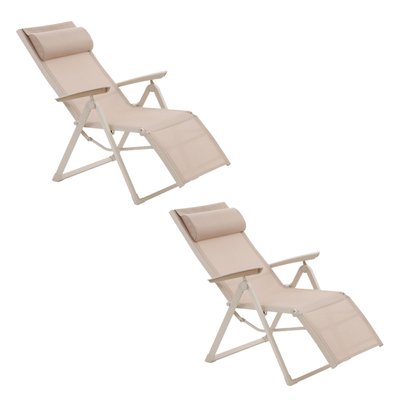 Lot de 2 fauteuils relax en aluminium et texaline DECIMA HESPERIDE