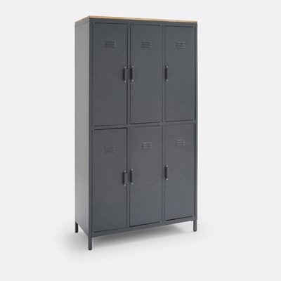 Armoire/Vestiaire 6 portes métal acier, chêne Hiba LA REDOUTE INTERIEURS