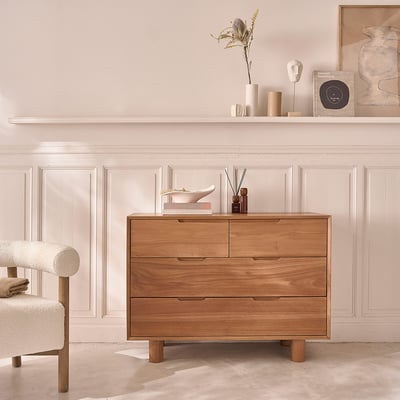 Commode en teck massif 110 cm 4 tiroirs  GUSTAVE BERAH GETAH