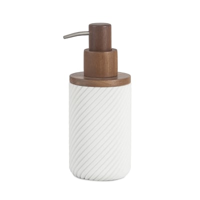 Distributeur de savon - Résine blanche et bois - ASCOLI MAISON AUBERTIN