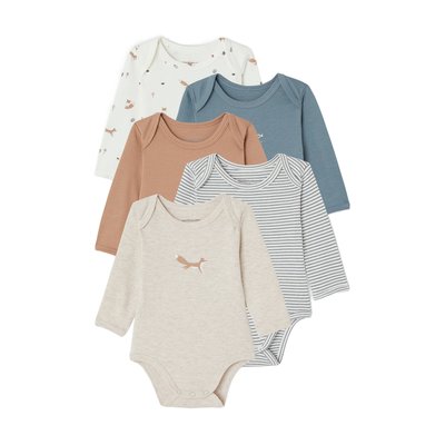 Lot 5 bodies manches longues emmanchure US en coton bio VERTBAUDET