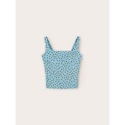 Top bustier in gabardina di cotone stretch a pois MOTIVI
