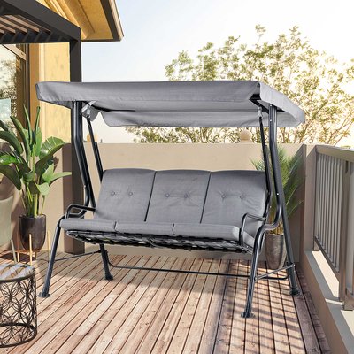Balancelle de jardin 3 places grand confort avec coussins OUTSUNNY