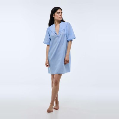 Chemise de nuit courte en coton chambray MONOPRIX