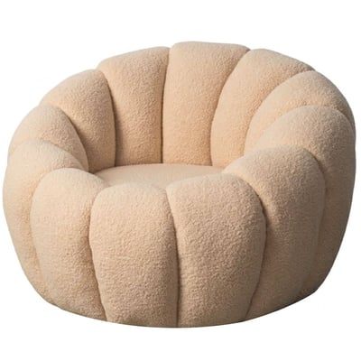 Fauteuil design rond en tissu beige 92x89x61cm WADIGA