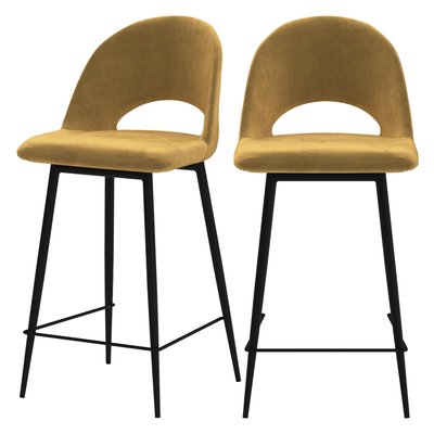 Lot de 2 chaises pour îlot central 65 cm en velours - PÉNÉLOPE RENDEZ-VOUS DÉCO