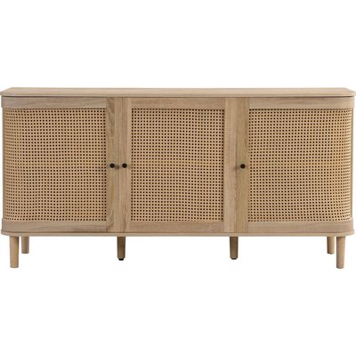 Buffet 3 portes effet chêne et cannage - BALI HOMIFAB