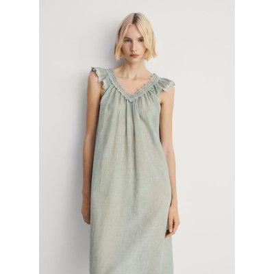 Chemise de nuit coton overdyed dentelle MANGO