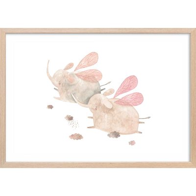 Affiche enfant elephants libellule HEXOA
