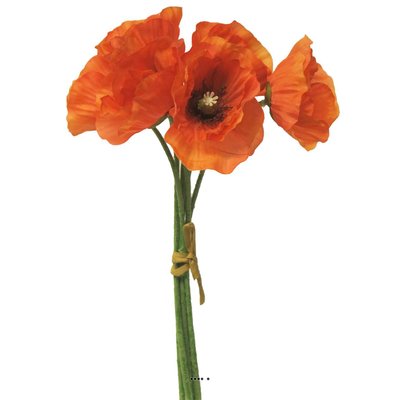 Bouquet de Pavot artificiel, H 29 cm Orange ARTIFICIELLES