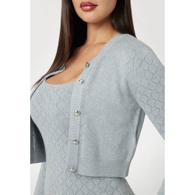 Pull Cardigan Court Maille Ajourée GUESS