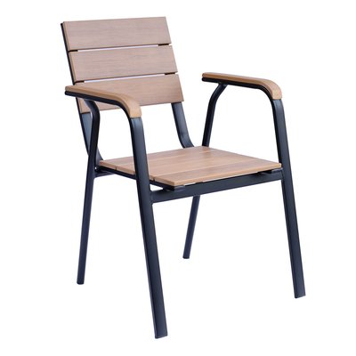 Chaise de jardin en aluminium et bois synthétique, TOMAR OVIALA