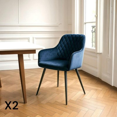 Fauteuil de table en velours bleu nuit (lot de 2) SAVONE PIER IMPORT
