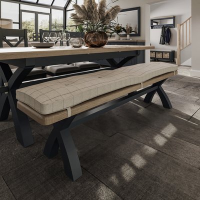 Banc de table en bois finition bleu profond 2m HOVE PIER IMPORT