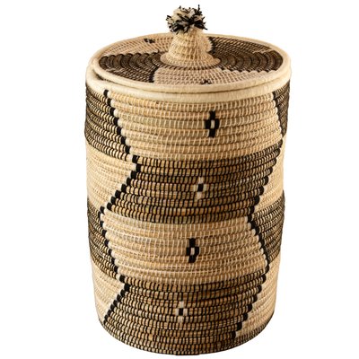 Panier à linge motifs ethniques en fibres naturelles HOME MAISON