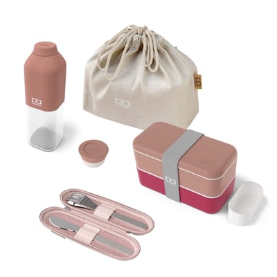 Set repas lunch box 2 étages 1L avec accessoires MONBENTO