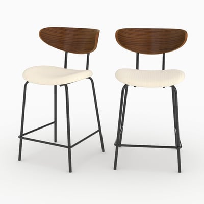 Lot de 2 chaises pour îlot central en velours côtelé 64.5 cm - JADE MAISON PAVANE