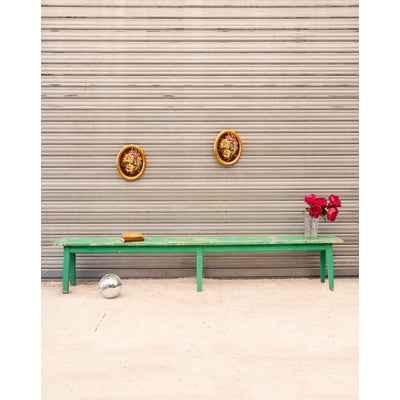 Banc en bois vert Antoine N°467 - Bon état DEBONGOUT