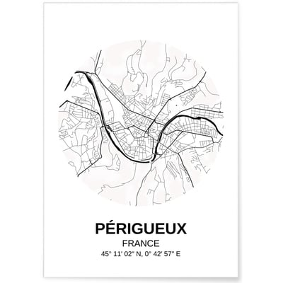 Affiche Carte Périgueux L'AFFICHERIE
