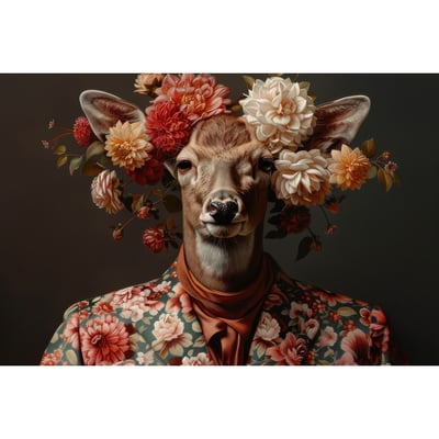 Tableau Sur Toile Portrait De Biche Humanisée ANIMAUX HUMANISÉS CEANOTHE