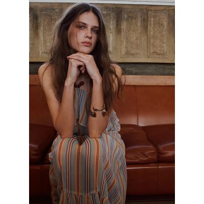 Robe rayures volants MANGO
