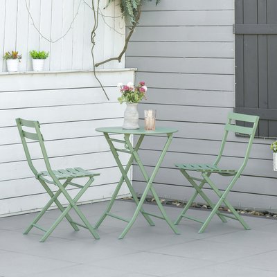 Salon de jardin bistro 2 places pliable métal thermolaqué OUTSUNNY
