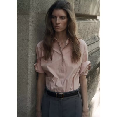 Chemise en popeline manches trois quarts MANGO