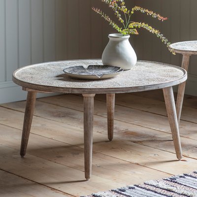 Adoni Hand Carved Mango Wood Coffee Table SO'HOME
