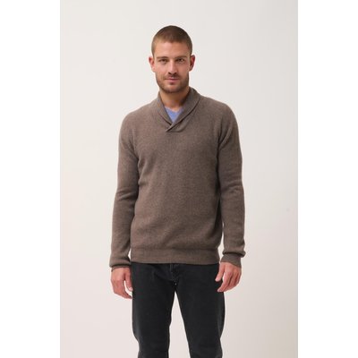 Pull Col Châle Taupe Chiné Nina JUST CASHMERE