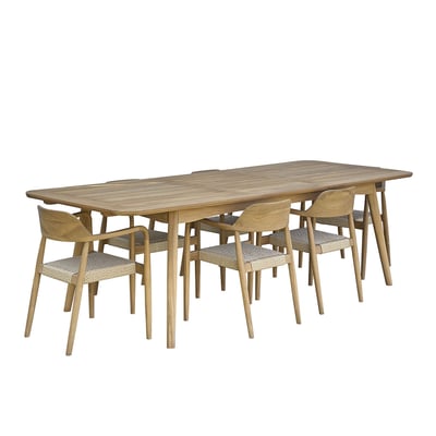 Salon de jardin en teck massif extensible 6/8 places  ALIZÉ BERAH GETAH