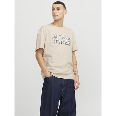 T-Shirt mit floralem Logo, Relaxed-Fit JACK & JONES