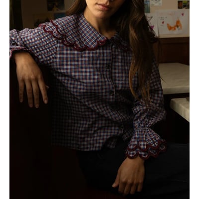 Blusa com gola Claudine, xadrez, BHALLAN APACHES COLLECTIONS