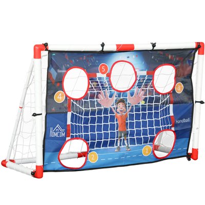 Cage de handball enfant 5 zones cibles - balle, pompe, piquets inclus - blanc rouge HOMCOM